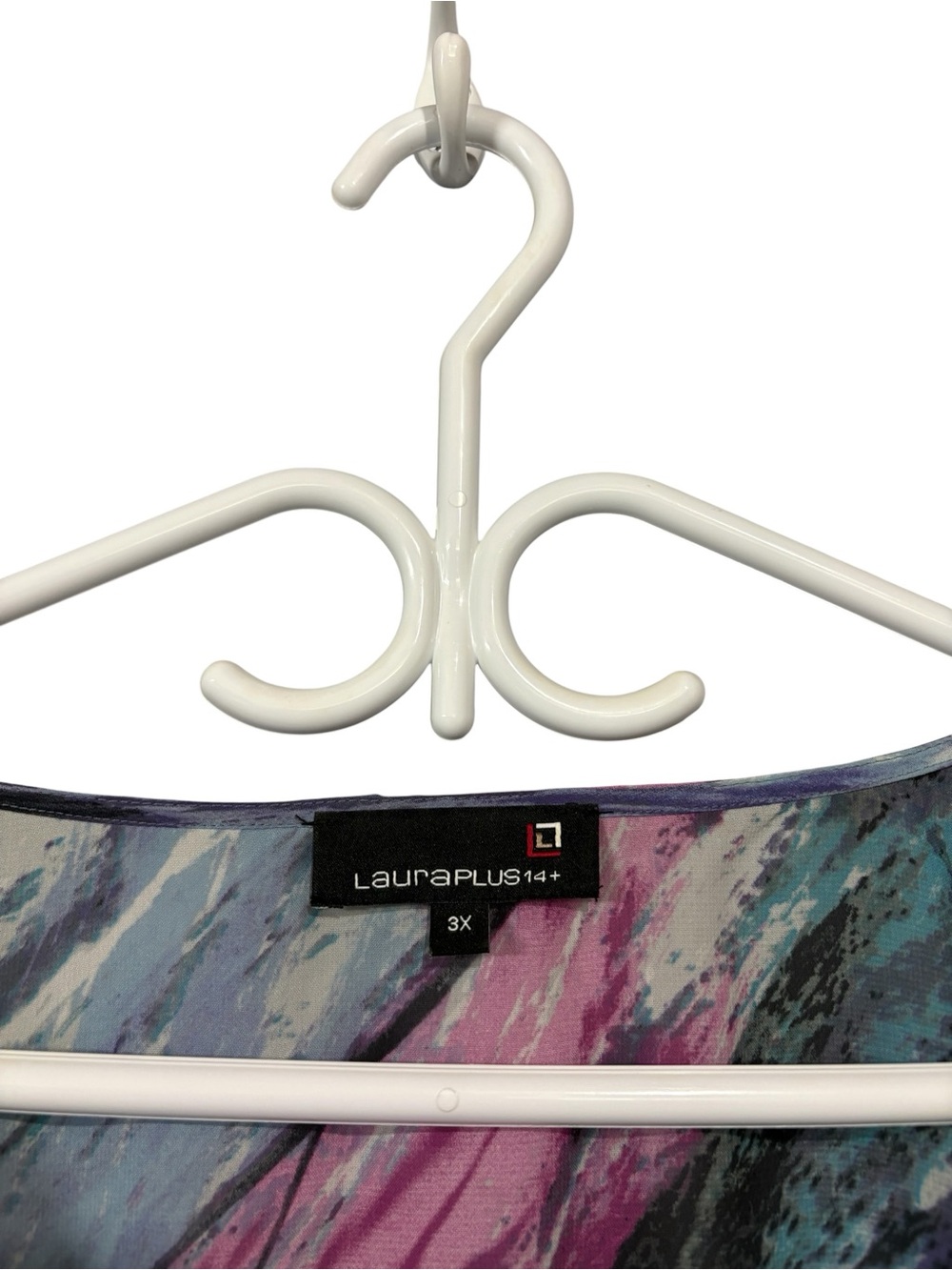 Laura Plus 3X Plus Size Layered Poncho Blouse & Stretch Cami Abstract Multicolor - Picture 3 of 11